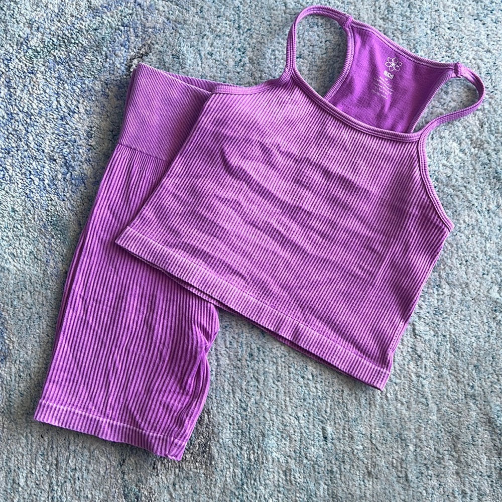 Pink Ribbed Matching Set